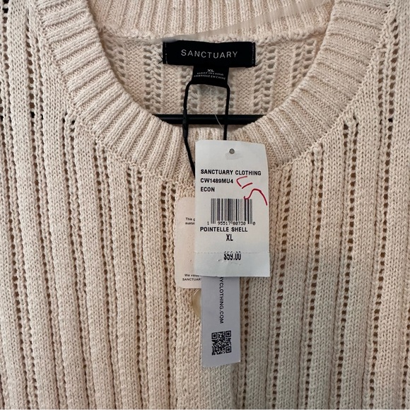 Sanctuary Sleeveless Button-Front Cream Knit Vest Size XL New Cottagecore Granny - Picture 4 of 4